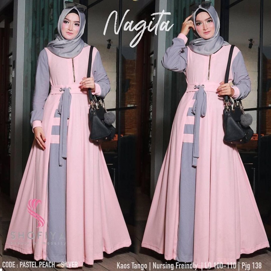 Jual Gamis Wanita Muslimah Dress Kekinian Polos Korean Style Remaja Ibu