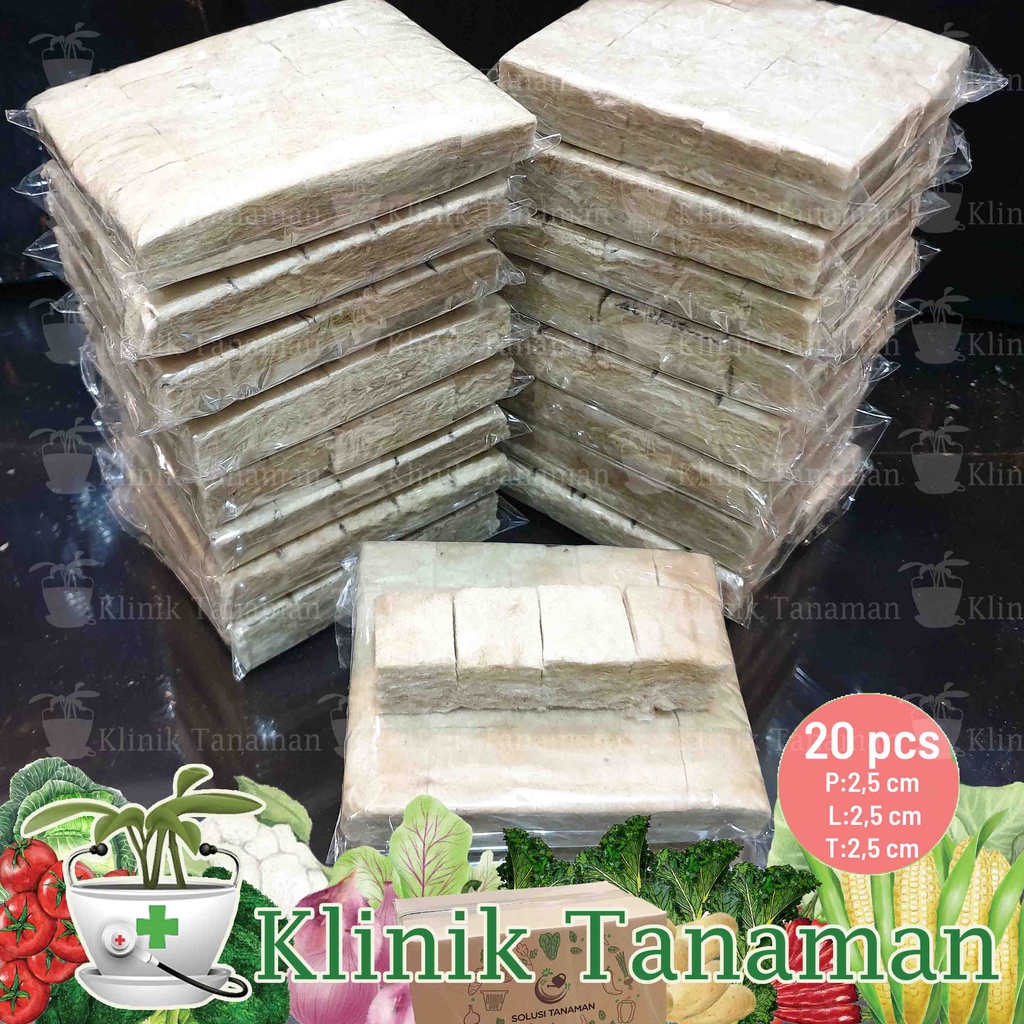 Jual Rockwool Media Tanam Hidroponik 20 Pcs Ukuran 2 5cm X 2 5cm X 2