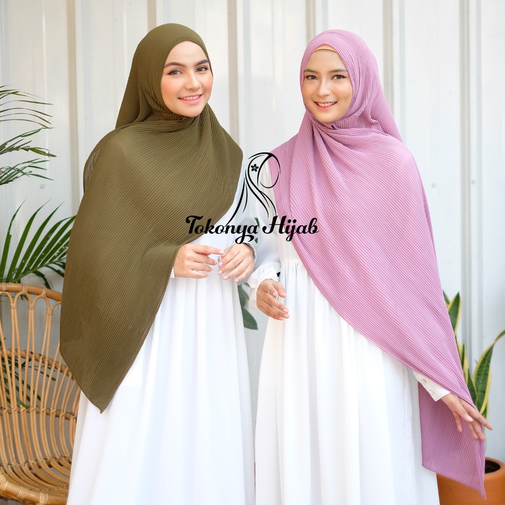 Jual Pashmina Plisket Ceruty Babydoll 180x75 II Full Plisket Tanpa