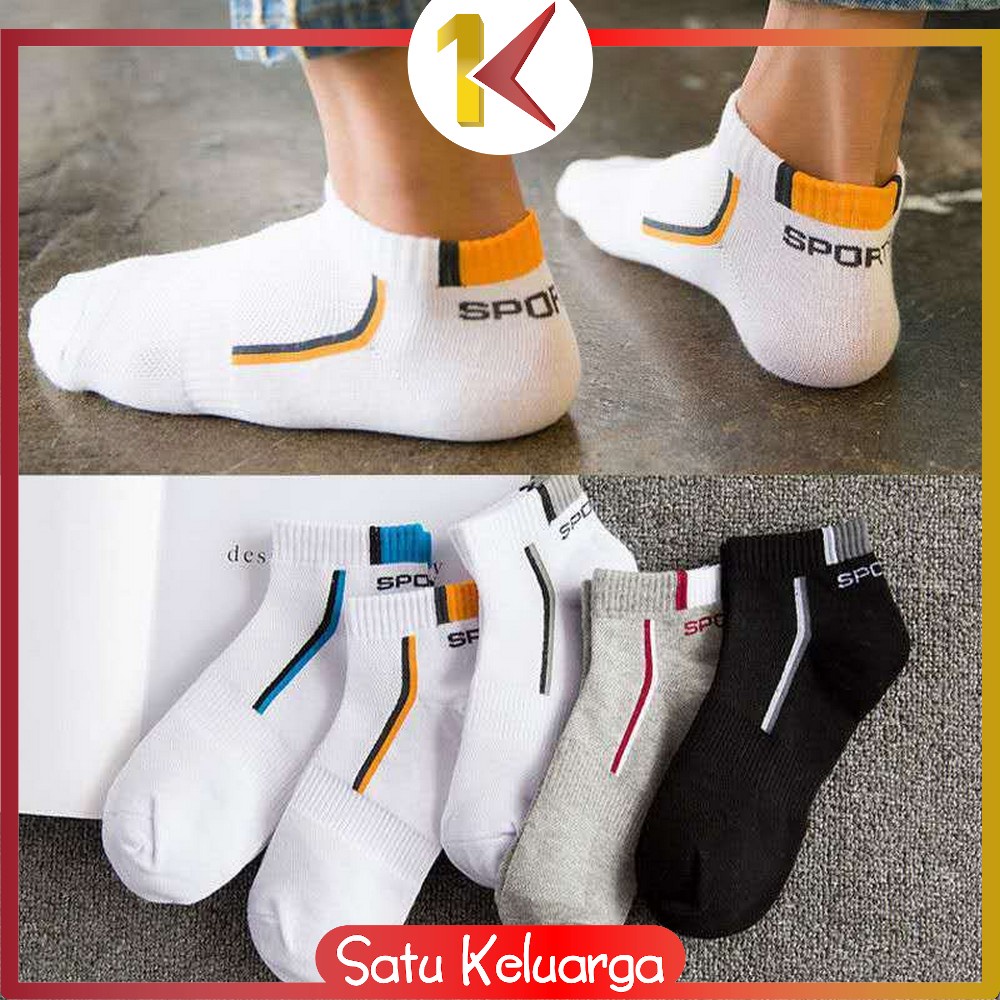 Jual SK P256 Kaos Kaki Motif Garis Polos Kaoskaki Pria Wanita Olahraga