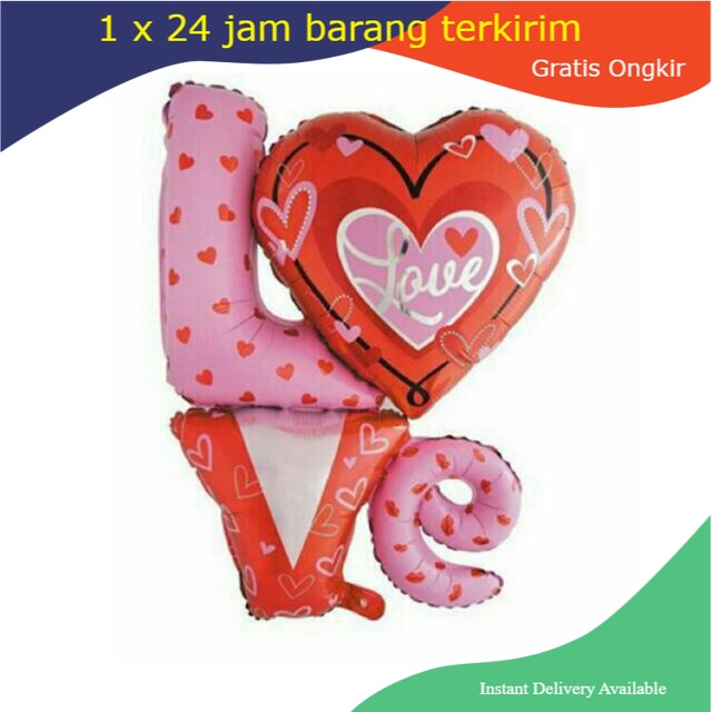 Jual Balon Foil Huruf Love Cinta Sambung Jumbo Besar Lamaran Engagement