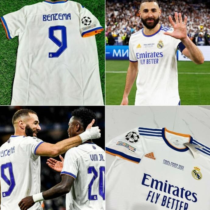 Jual JERSEY BAJU BOLA MADRID HOME FULL PATCH UCL FINAL PARIS 2022