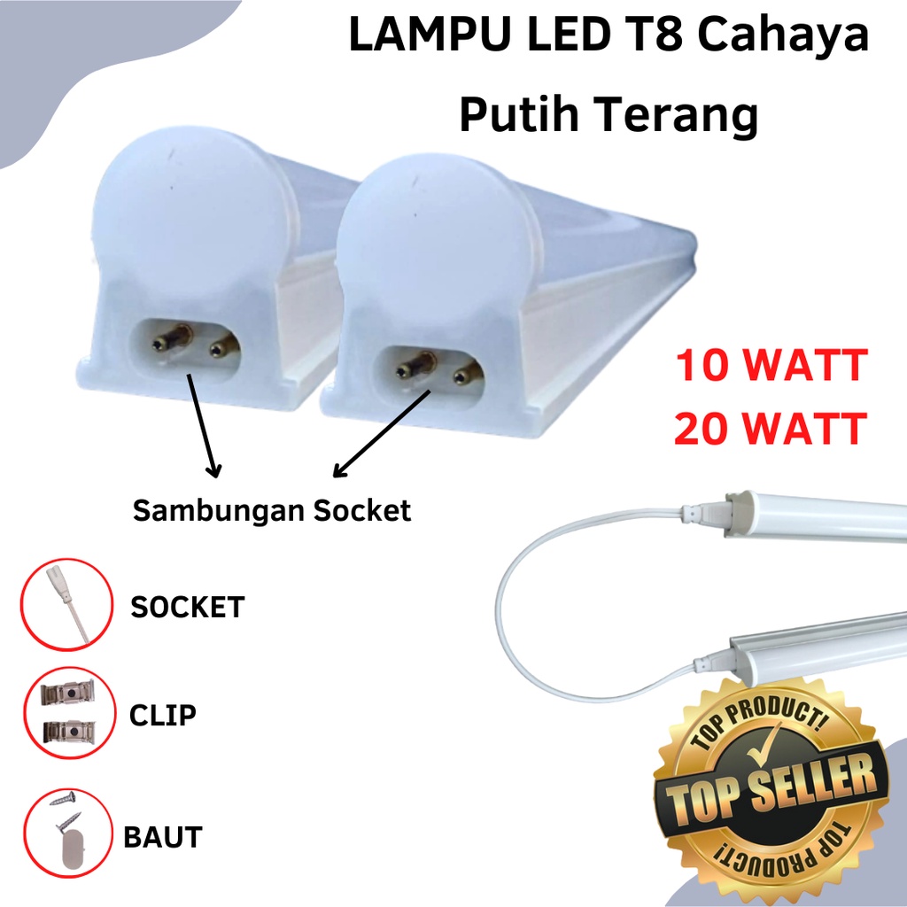 Jual Lampu Tl T Led Kap Komplit Set Putih W W Cahaya Putih