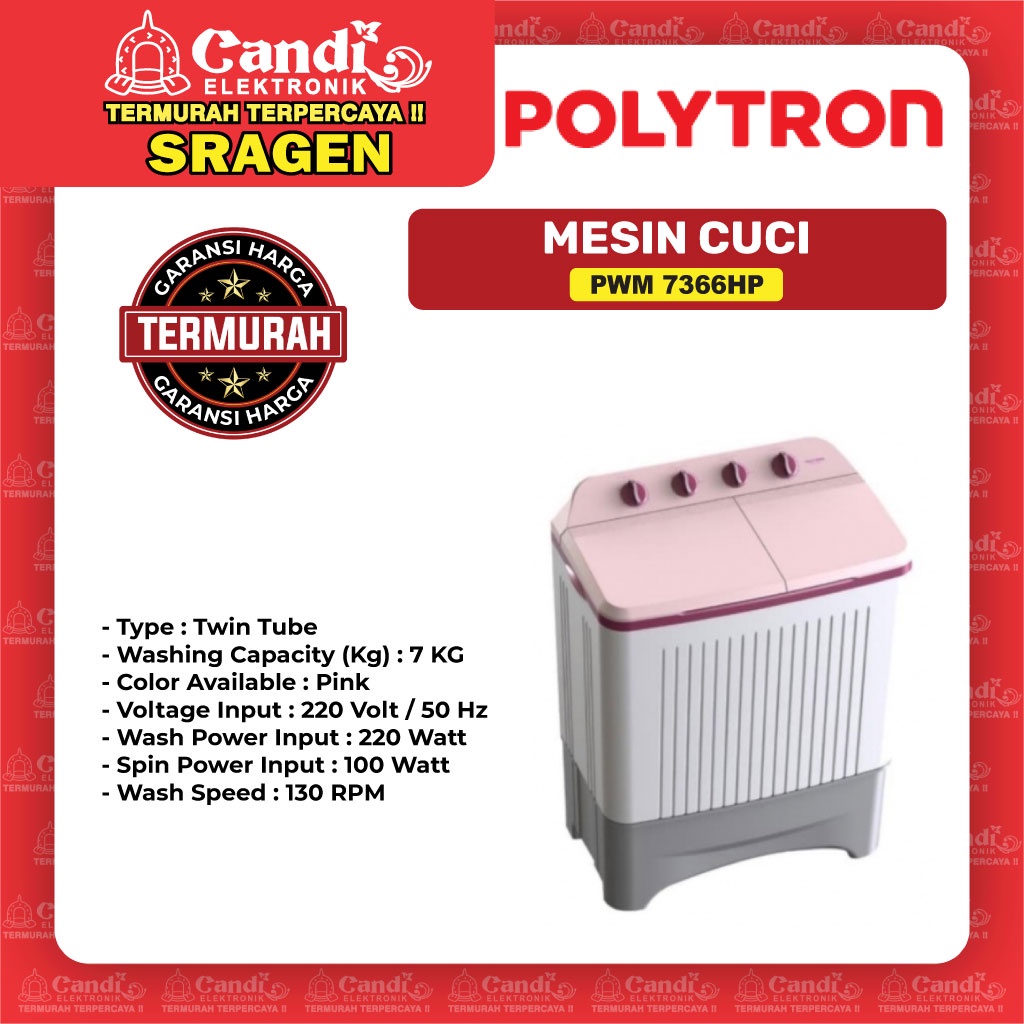 Jual Polytron Mesin Cuci Tabung Kg Pwm Hp Indonesia Shopee