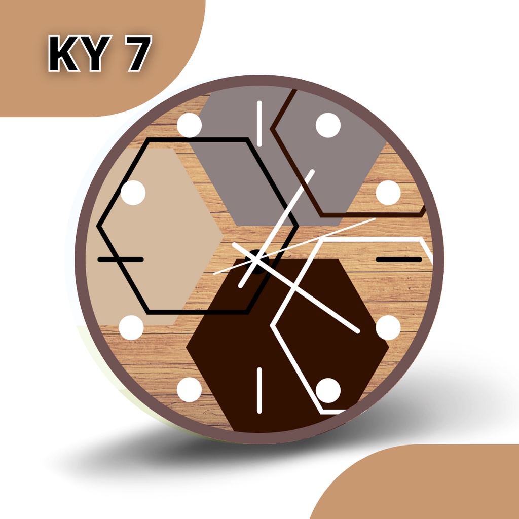 Jual Jam Dinding Kayu Minimalis Scandinavian Aesthetic Geometri Abstrak