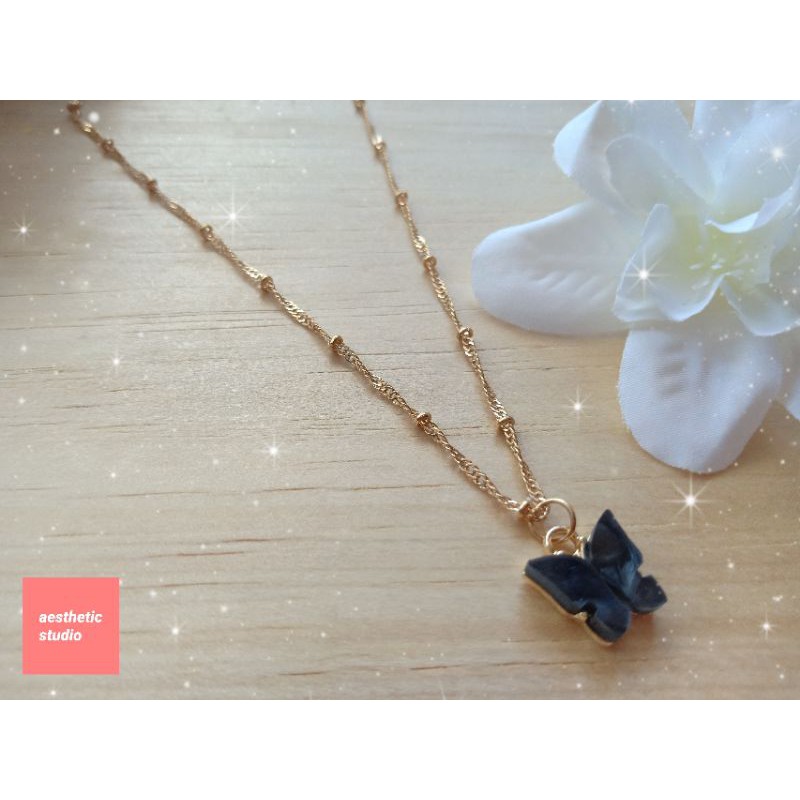 Jual Butterfly Necklace Black Kalung Kupu Kupu Aesthetic Aesthetic