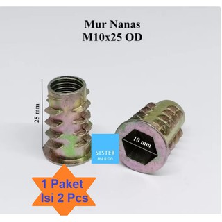 Jual Mur Nanas Mur Tanam Knock Down M10x25OD 1 Paket Isi 2Pcs