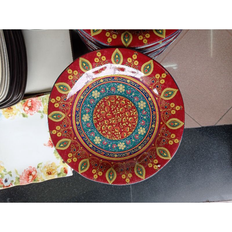 Jual Piring Keramik SANGO Dinner Plate Motif Batik Chocolate Cantik