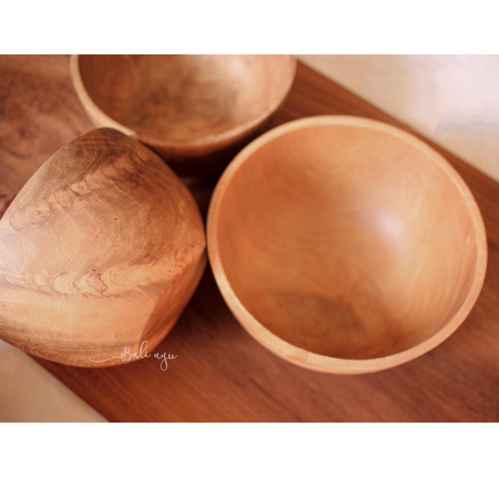 Jual Mangkuk Kayu Jati Wooden Bowl Alat Makan Kayu Shopee Indonesia