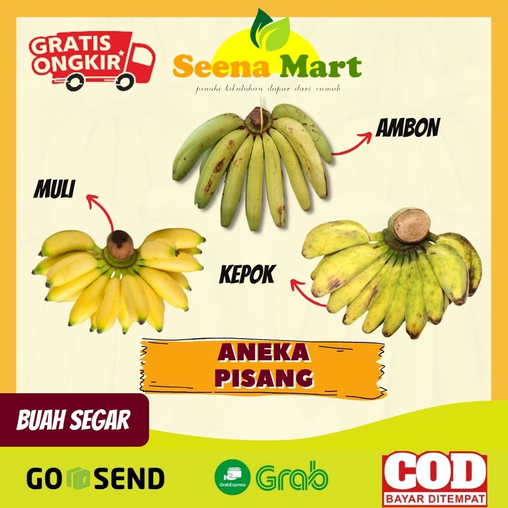 Jual Pisang Kepok Muli Ambon Hijau Buah Segar Aneka Pisang Shopee