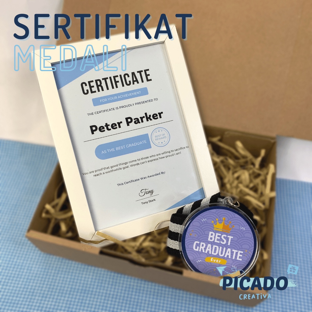 Jual Sertifikat Medali Custom Giftbox Kado Hadiah Certificate Mendali