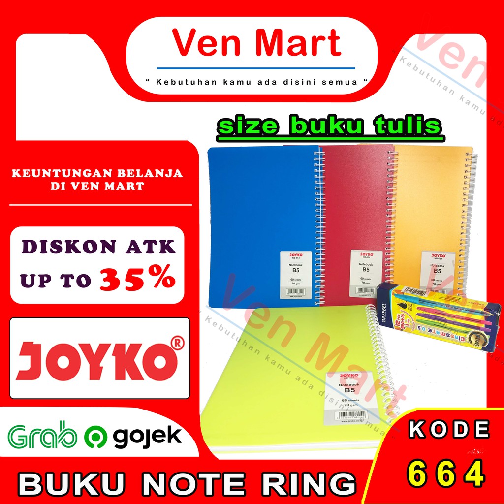 Jual BUKU TULIS JOYKO BUKU RING B5 JOYKO BUKU NOTEBOOK B5 JOYKO