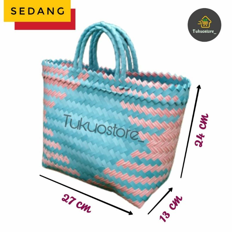 Jual Tas Anyaman Plastik Lurik Tas Hampers Tas Sembako Ukuran Sedang