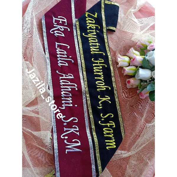 Jual Kilat Selempang Wisuda Selendang Wisuda Bludru Pita Glitter