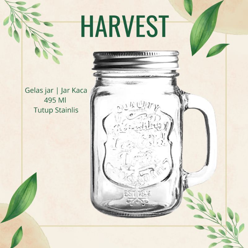 Jual Harvest Jar Bening Tutup Stainless Drinking Glass Jar Gelas