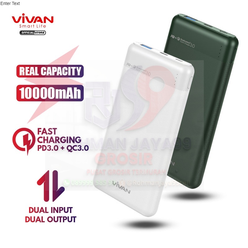 Jual PowerBank VIVAN 10000mah VPB M10 18W 3 Output Dual Input Port Type