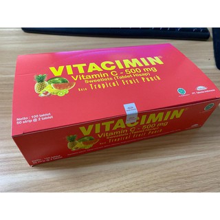 Jual Vitacimin Tropical Fruit Punch 10 Strip Vitamin C Shopee Indonesia