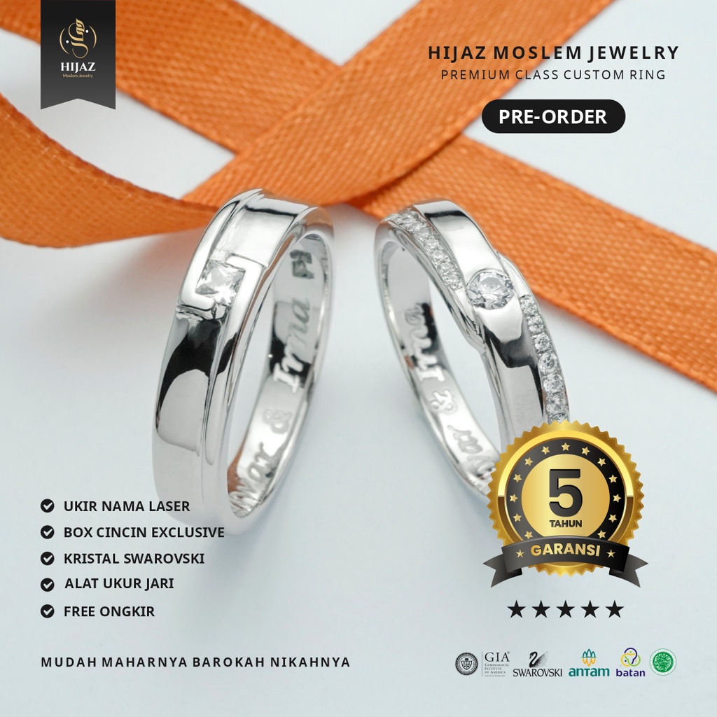 Jual Cincin Nikah Emas Putih Tunangan Asli Platidium Palladium Non