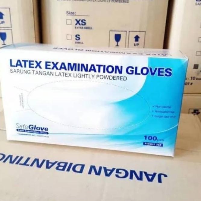 Jual Safe Glove Examination Latex Glove Powdered Sarung Tangan Latex M