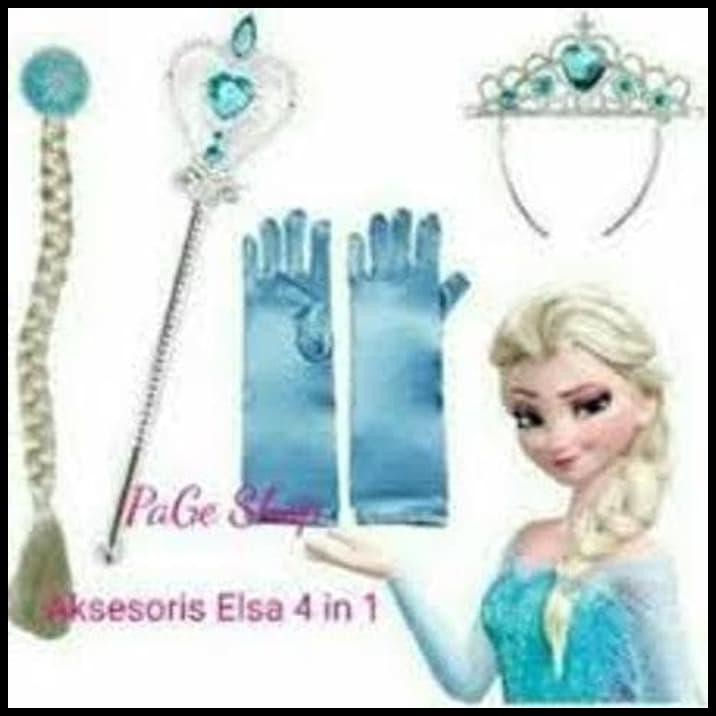 Jual Paket Frozen Elsa Putih Rambut Mahkota Tongkat Sarung