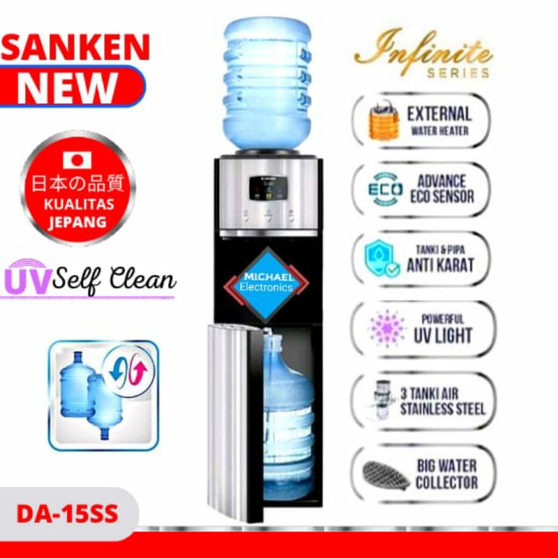 Jual New Premium Dispenser UV SelfClean Stainless Still Sanken Duo