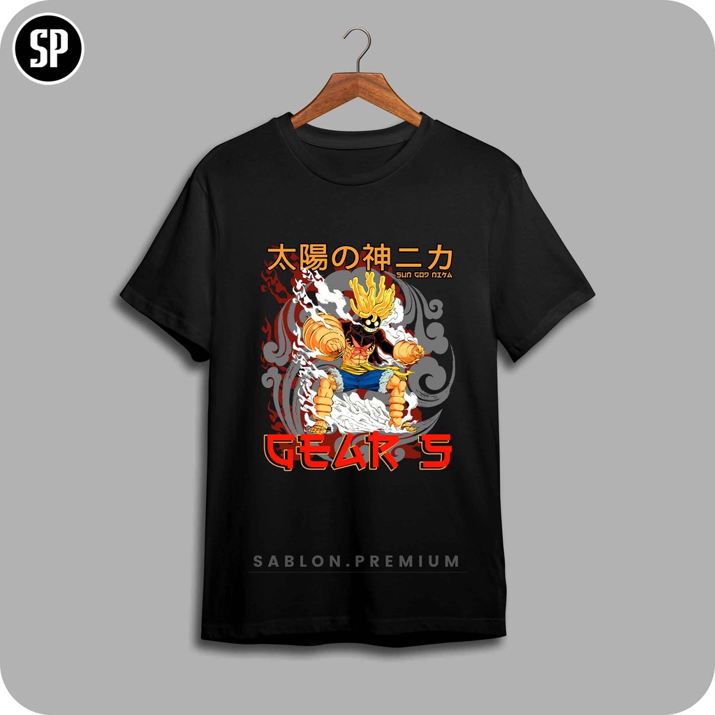 Jual Cod Baju Kaos Anime One Piece Luffy Joy Boy Sun God Nika Gear