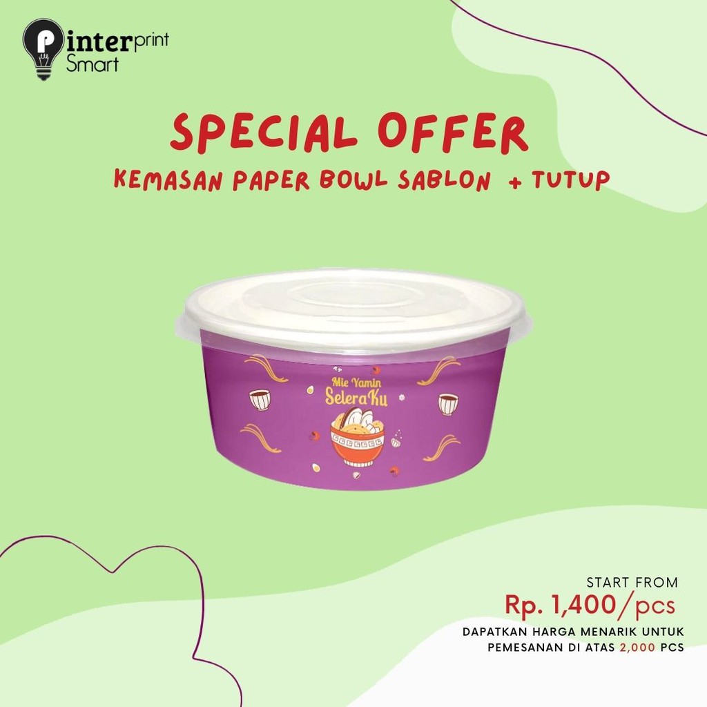 Jual Paper Bowl Custom Ml I Cup Bento I Kemasan Makanan Tutup