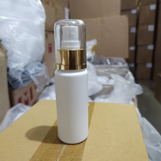 Jual BOTOL SPRAY YL 60 ML PUTIH DOVE HDPE TUTUP GOLD FULLCAP TUTUP