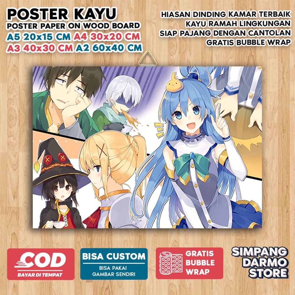 Jual Poster Kayu Konosuba Cute Aestehic Tema Anime Isekai Wibu Waifu