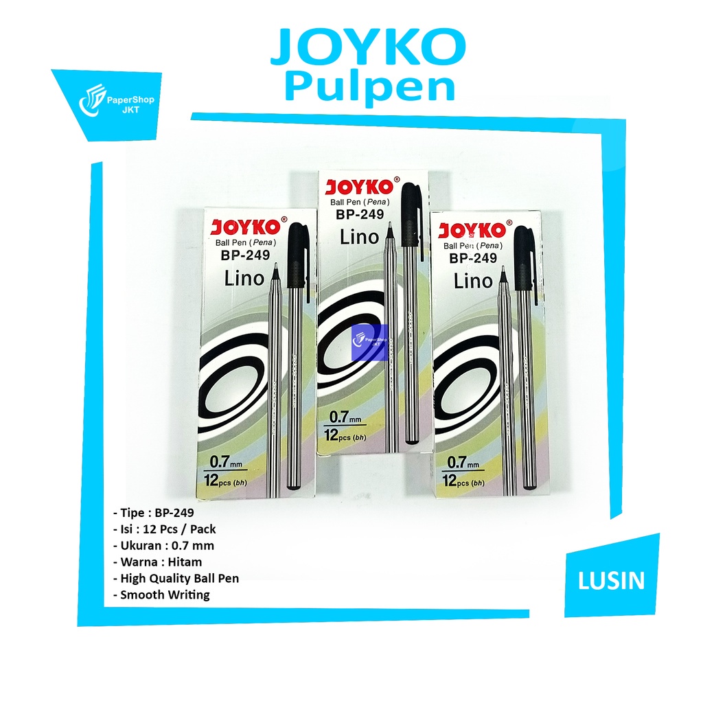 Jual JOYKO Pulpen Ball Pen BP 249 Lino Tinta Hitam Lusin Shopee