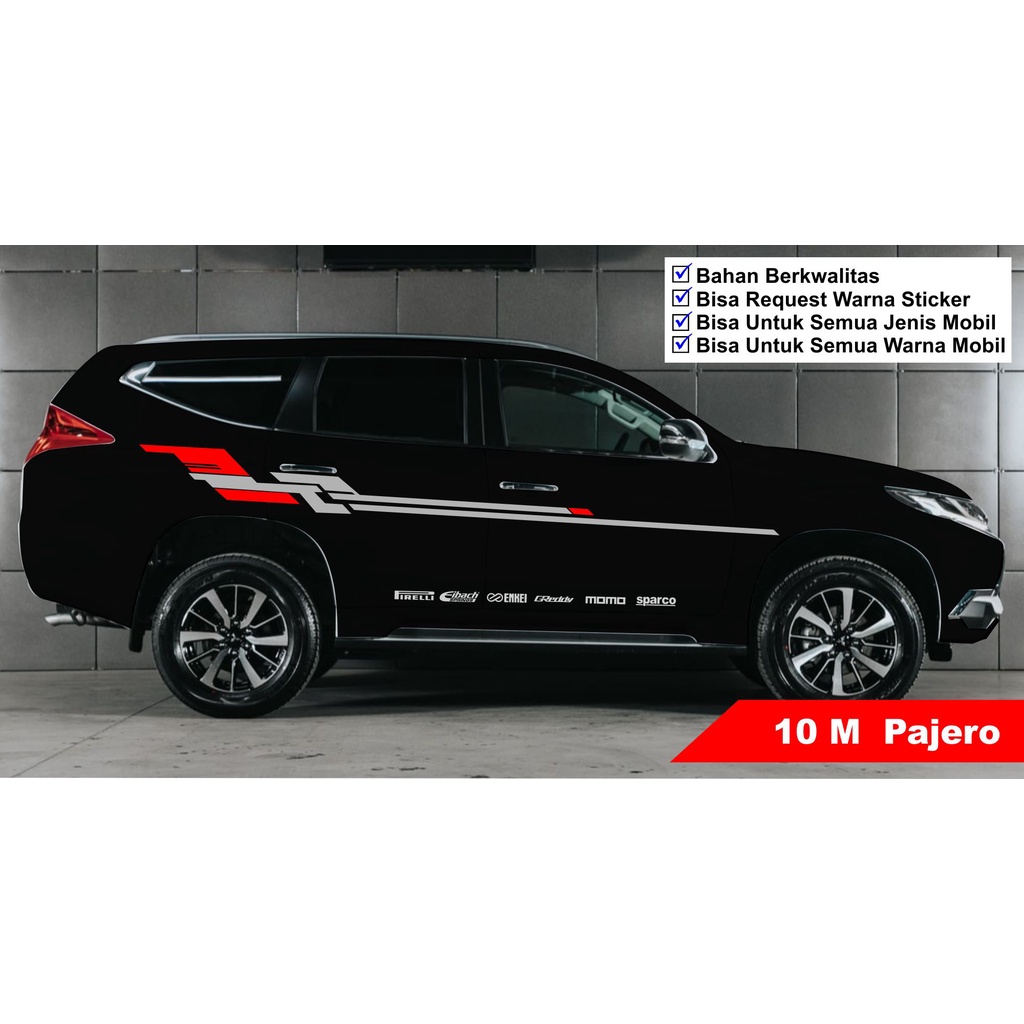 Jual Striping Sticker Pajero Sport Putih Hitam Striping Sticker Pajero