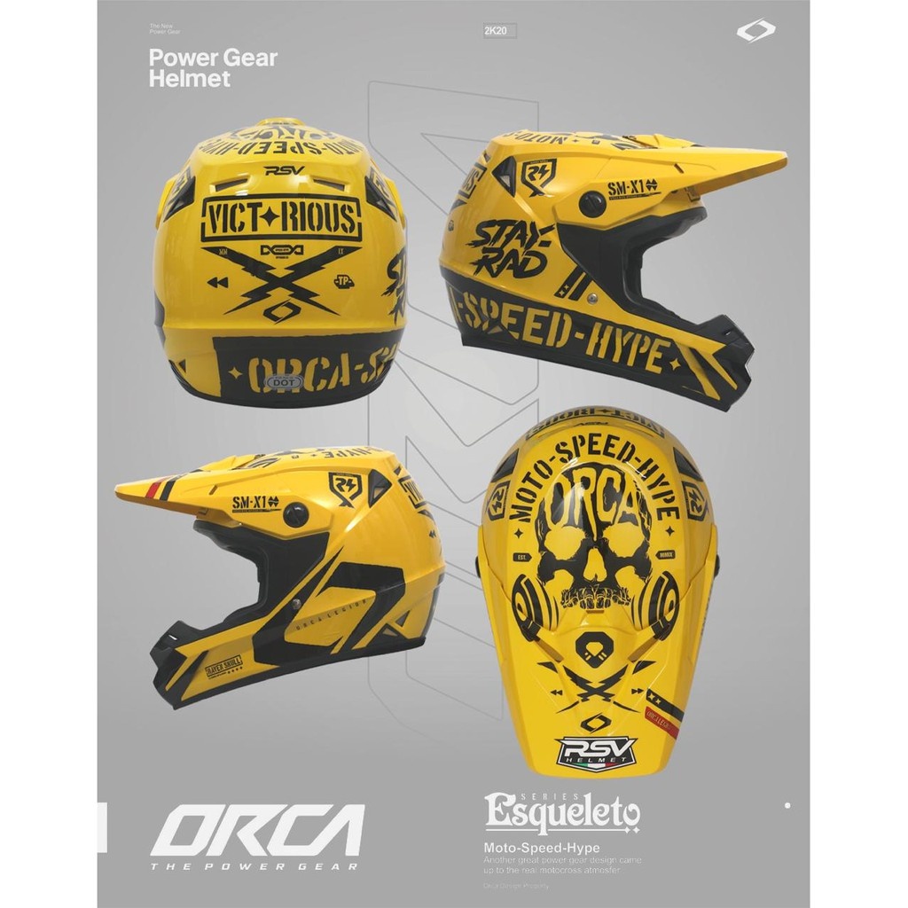 Jual Helmet RSV ORCA Esqueleto Series Kuning Shopee Indonesia