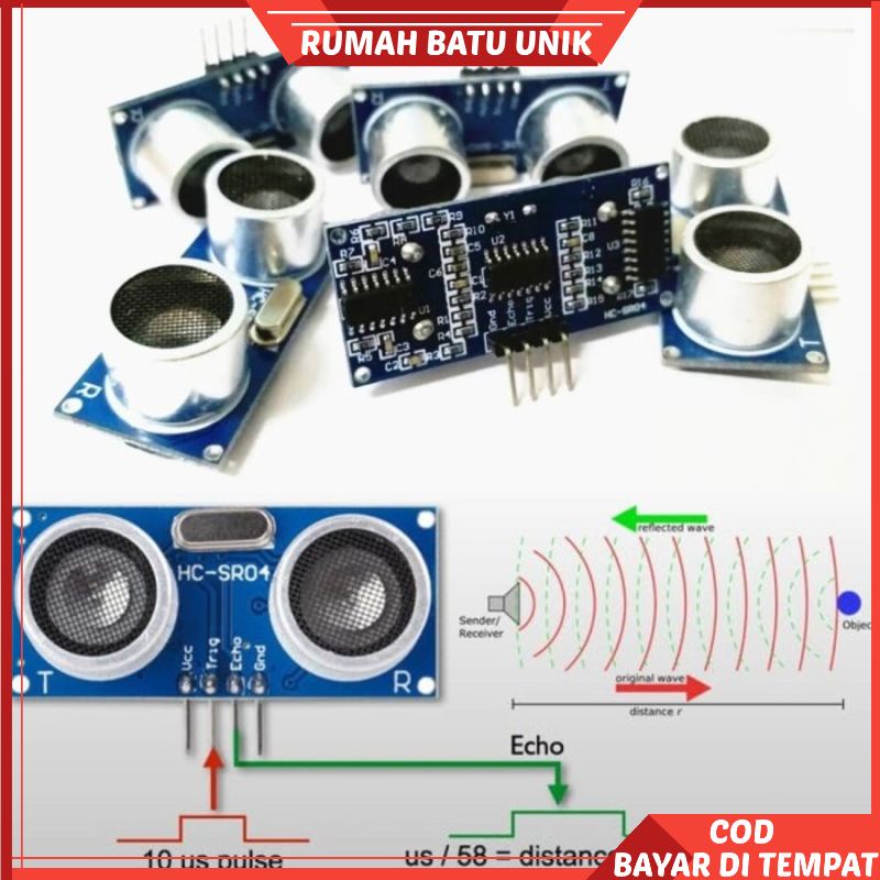 Jual MODUL SENSOR JARAK ULTRASONIC HC SR04 PENGUKUR DISTANCE ARDUINO SR