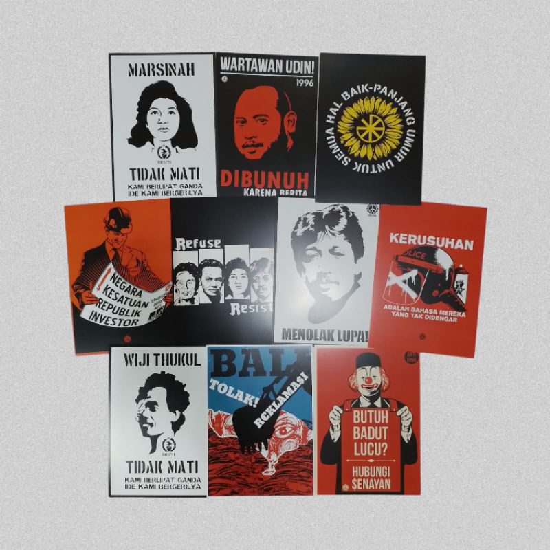 Jual 10 Pcs Poster Pack A5 Reformasi Wiji Thukul Bali Tolak