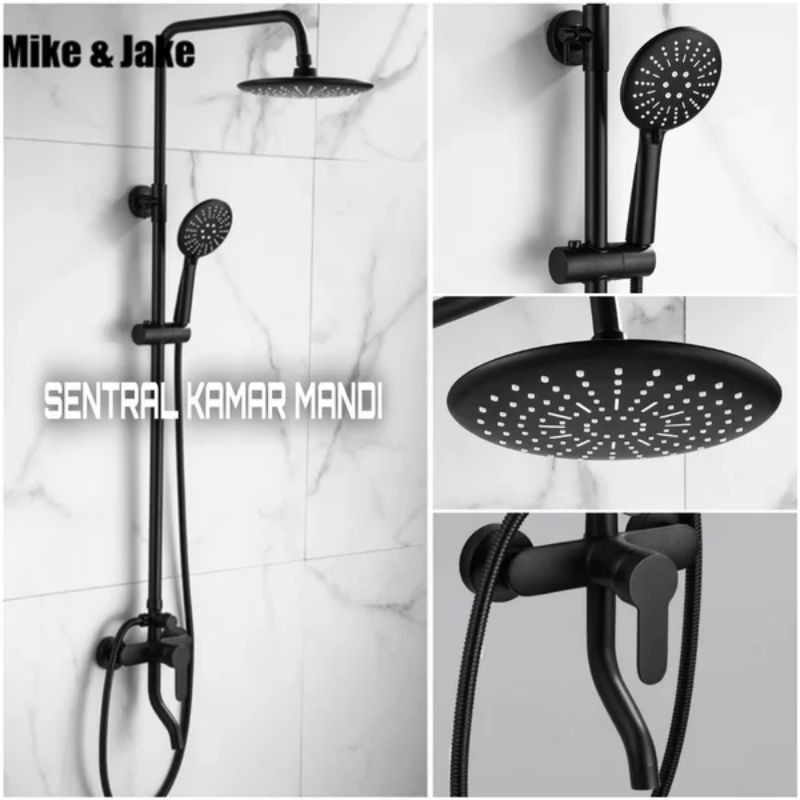 Jual Shower Tiang Panas Dingin Hitam Shower Column Set Kran Panas