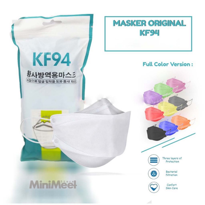 Jual Masker KF94 Korea 4 Ply Impor Isi 10 Pcs High Quality Warna Polos