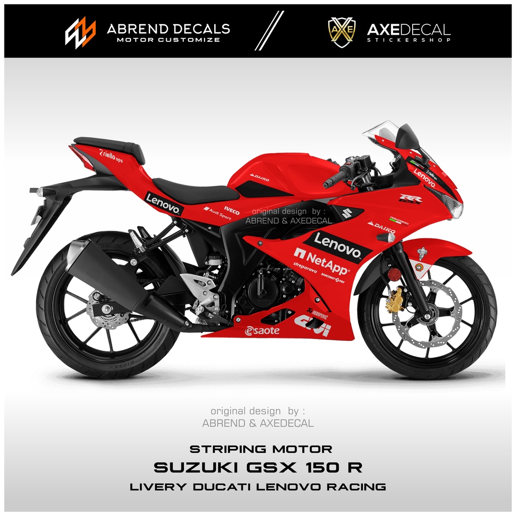 Jual Striping GSX 150 R Livery Ducati Lenovo Racing Stiker Motor