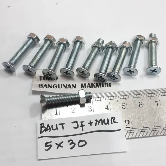 Jual Baut Putih M X Mur Baut Jf X Kepala Obeng M X Per Pcs