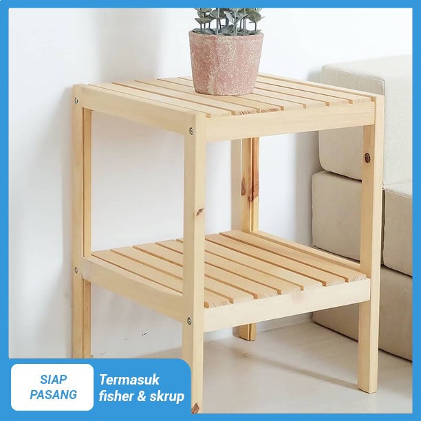 Jual Oana Wooden Shelf 2 Tingkat Rak Kayu Rak Serbaguna Rak Display