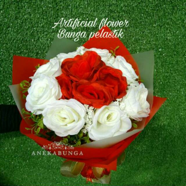 Jual Hand Buket Bunga Plastik Palsu Artificial Flower Birthday Ulang