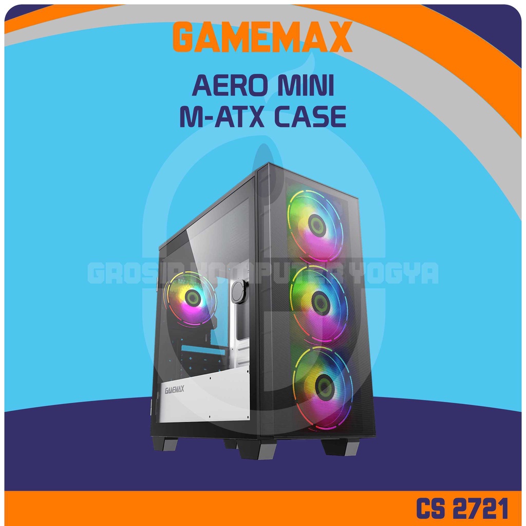 Jual Gamemax Aero Mini Tempered Glass M ATX Gaming Case Casing 3 ARGB