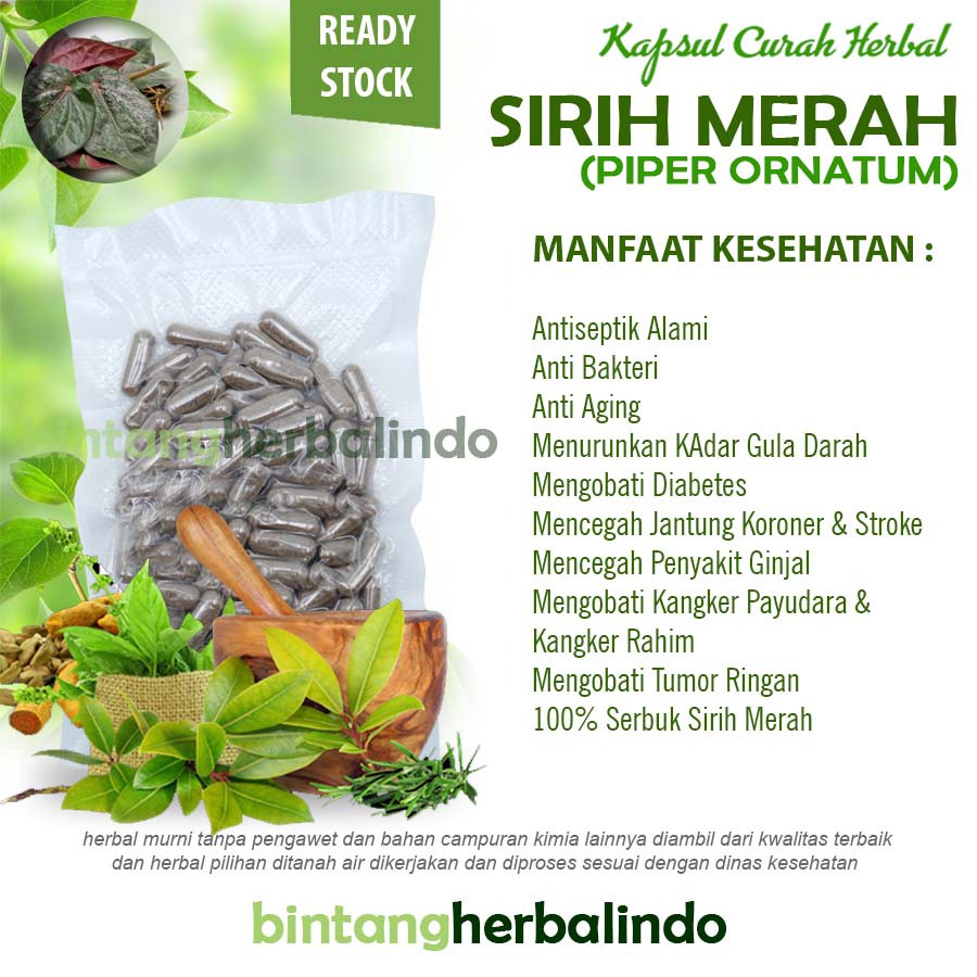 Jual SIRIH MERAH 100 Kapsul Herbal Anti Aging Bau Badan Kanker Rahim