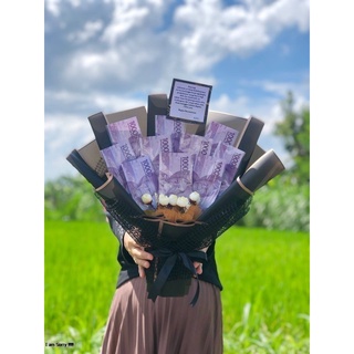 Jual Buket Uang Warna Lilac Lembar Free Kartu Ucapan Shopee