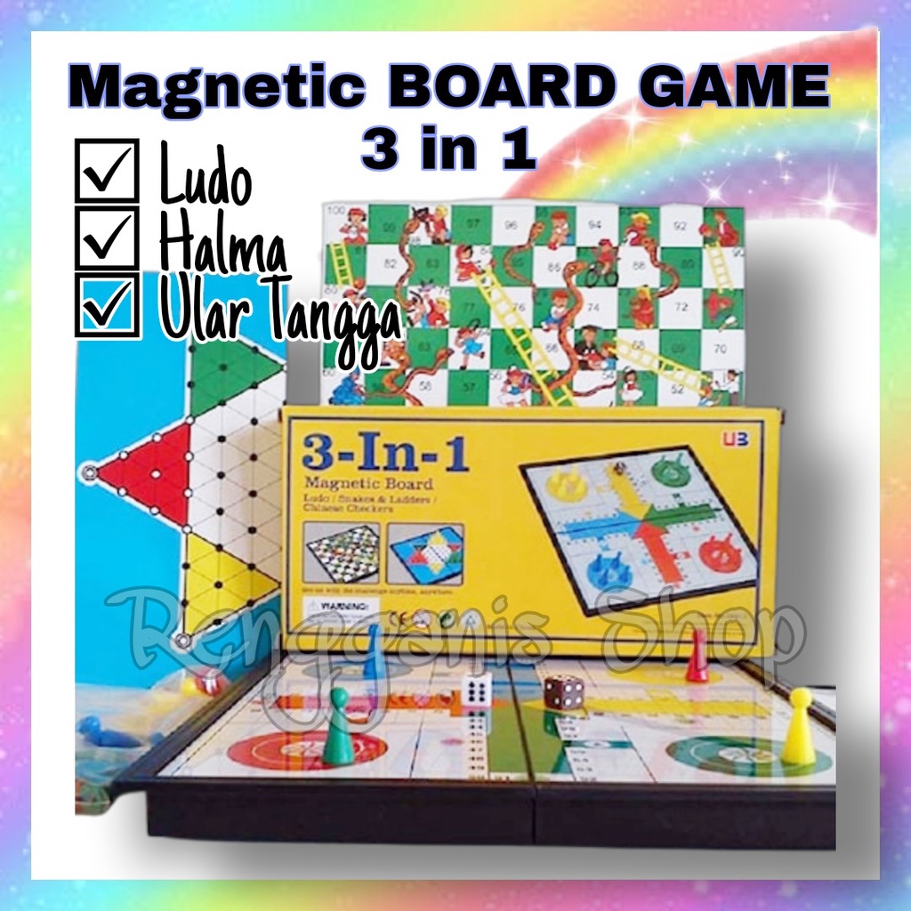 Jual Mainan Papan Halma Ludo Ular Tangga Board Game Magnet Magnetic