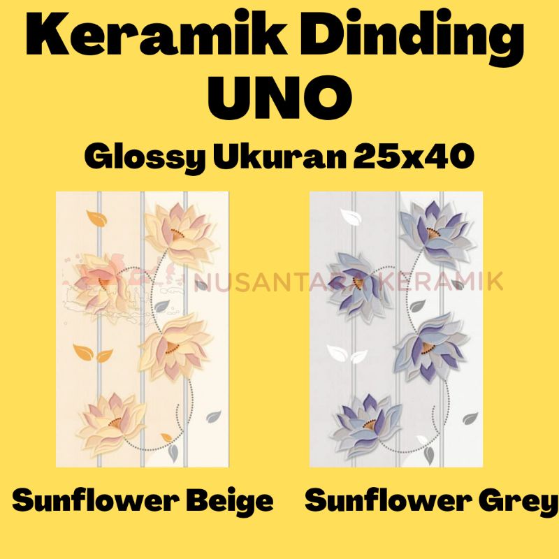 Jual Keramik Dinding UNO Export Glossy Uk 25x40 Sunflower Series