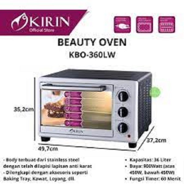 Jual Kirin Oven Listrik 36 Liter 36L Low Watt 450W KBO 360LW KBO 360LW