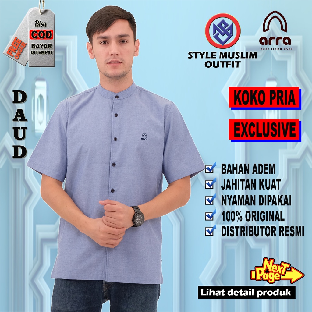 Jual BAJU KOKO KEMEJA PRIA DEWASA PAKAIAN MUSLIM ATASAN LENGAN PENDEK