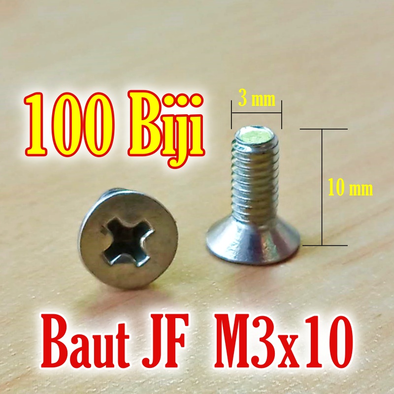 Jual Pcs Baut Jf M X Cutersink Countersunk M X Kepala Plus