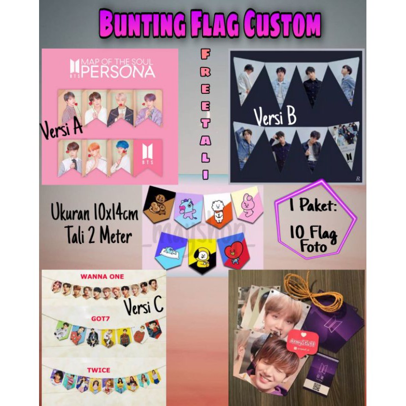 Jual Bunting Flags Custom 10 Foto Flag Indonesia Shopee Indonesia