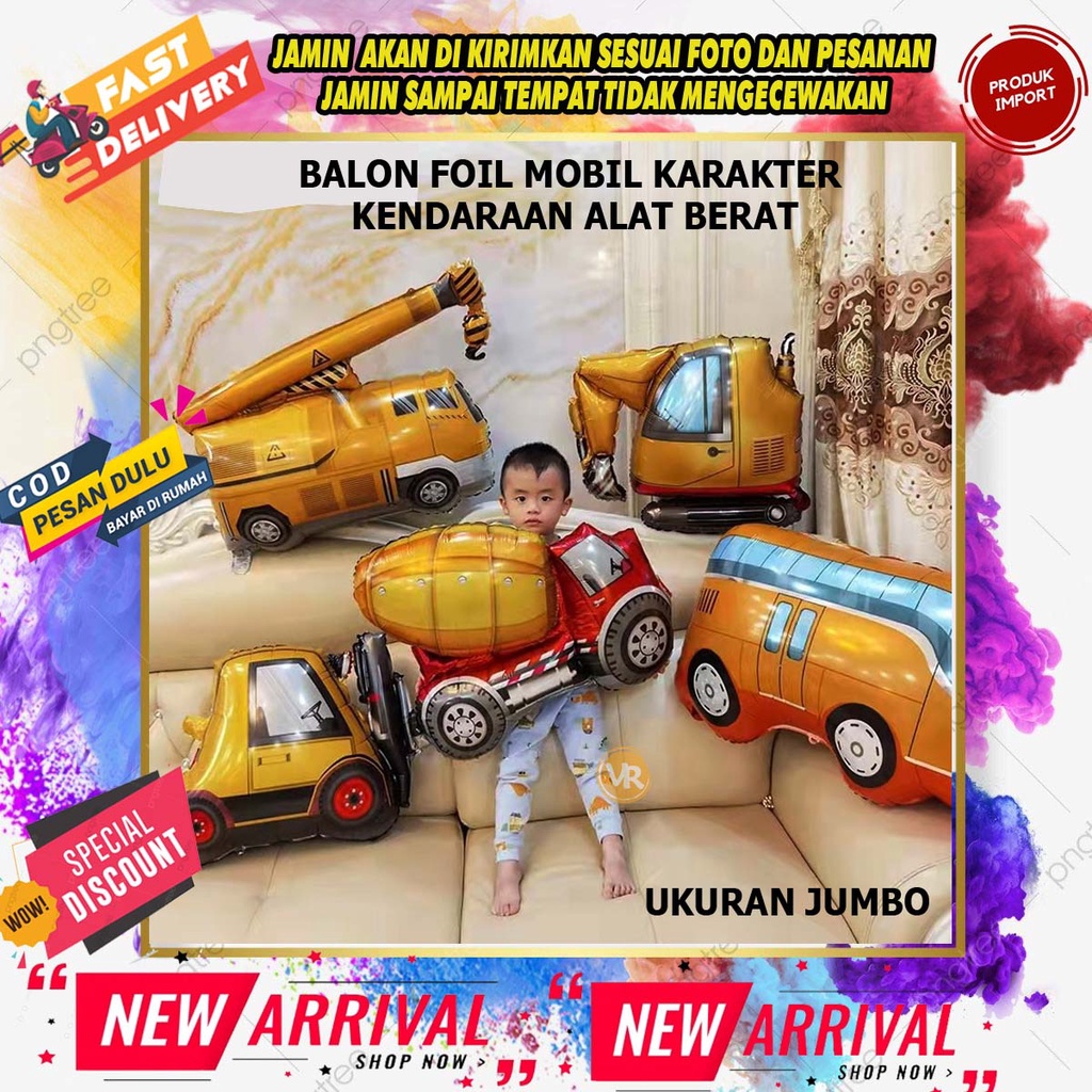 Jual Balon Foil Mobil Karakter Kendaraan Alat Berat Shopee Indonesia